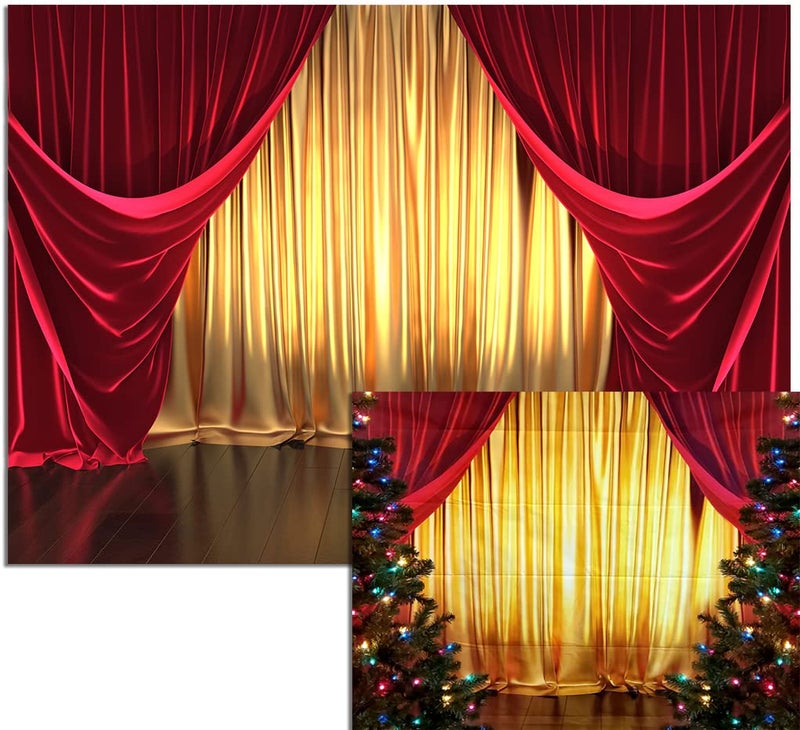 GYA Golden Red Curtain Party Backdrop 7x5ft Theater Masquerade Prom Background Kids Family Business Magic Show Circus Carnival Graduation Party Birthday Cake Table Banner - Image 1